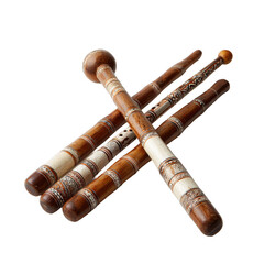 Fototapeta premium Graceful rainstick percussion set against a white backdrop to accentuate its beauty [Transparent Background PNG]