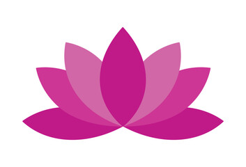 Simple pink lotus flower icon. Symbol for yoga, meditation, spa, and wellness. Represents harmony, purity, and spiritual balance.