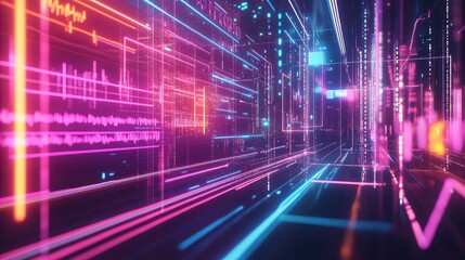 fitness neon glow style health tracker data stream