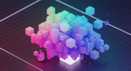 Colorful Geometric 3D Cubes Background