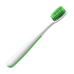 A white toothbrush with a lime-green handle and bristles