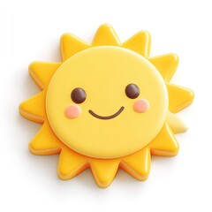 Fototapeta premium Cute, cartoon sun icon with a happy face