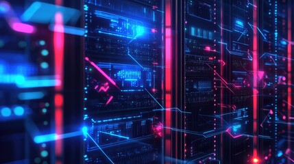 Obraz premium blueprint schematic style for a data server design