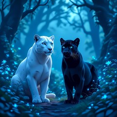 polar White and black panther