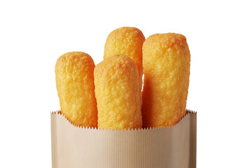 Pastries and Snacks in Craft Paper Bags Isolated on White Background