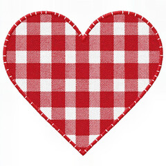 A charming heart-shaped fabric patch with a classic red and white gingham pattern, a rustic and sweet symbol of country love, picnics, and homespun warmth.
