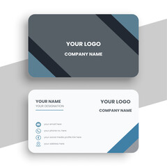 Obraz premium Elegant Grey and Blue Business Card Template Print Ready