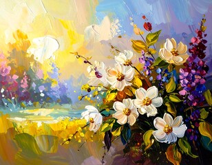 Colorful Floral Landscape Painting