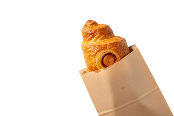 Pastries and Snacks in Craft Paper Bags Isolated on White Background