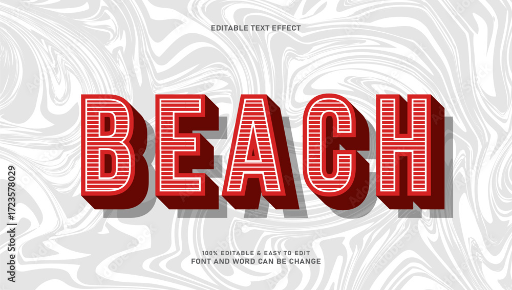 Poster beach text effect with editable 3d style