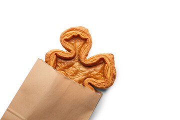 Pastries and Snacks in Craft Paper Bags Isolated on White Background