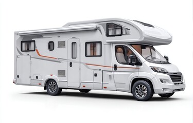 White camper van, side view, isolated