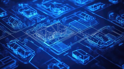 property real estate map blueprint style data stream