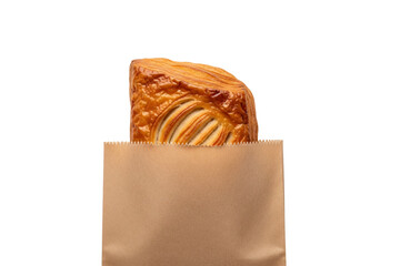 Pastries and Snacks in Craft Paper Bags Isolated on White Background