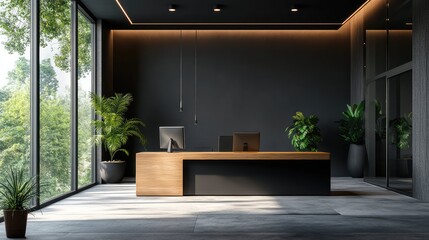 fice minimalist cross section of a real estate agency office