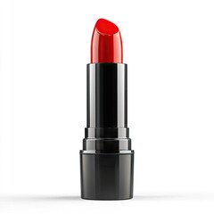 Bright red lipstick in black tube