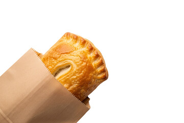 Pastries and Snacks in Craft Paper Bags Isolated on White Background