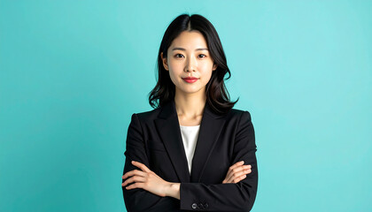 腕を組む女性ビジネスウーマンが見せる自信あふれる姿