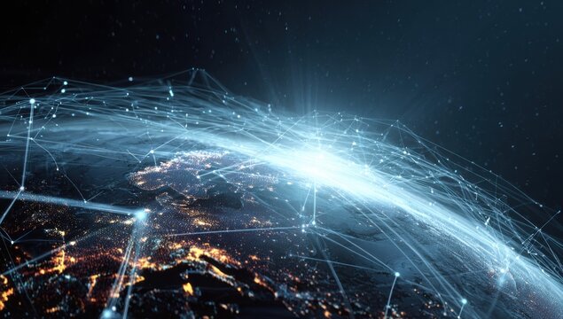 Global network overlaid on a 3D earth model