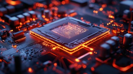 Fototapeta premium circuitry holographic style oscillating motherboard