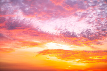 Beautiful , luxury soft gradient orange gold clouds and sunlight on the blue sky perfect for the background, take in evening,Twilight, Large size, high definition landscape photo