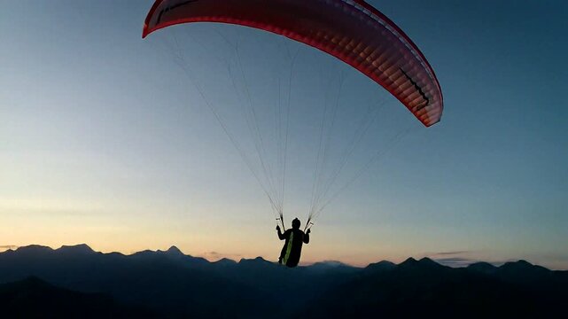 Soaring gracefully through the skies at sunset, capturing the thrill of paragliding in a serene landscape.