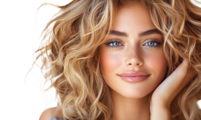 Wavy Hair Portrait on Transparent Background