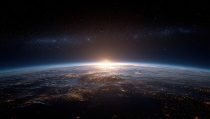Sunrise over Earth from space