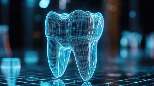 technology holographic futuristic tooth scan