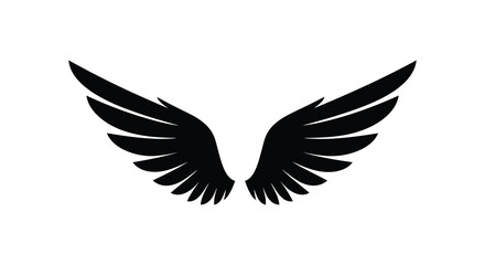 Detailed black wings spread wide against a plain white background silhouette