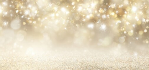 The sparkling golden background with shimmering bokeh lights and elegant texture.