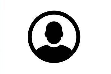 Simple black silhouette of a person's head and shoulders inside a circle