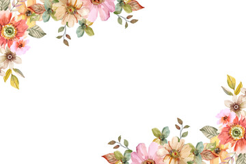 Watercolor flowers background vector for design.