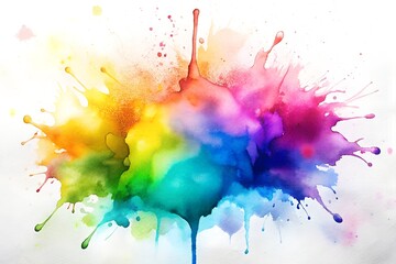 Fototapeta premium Abstract Rainbow Paint Splash with Dripping Colors on White Background