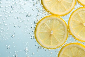 Fresh Lemon Slices in Sparkling Water