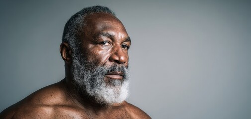 The strong man with a distinguished beard showcasing confidence and wisdom.