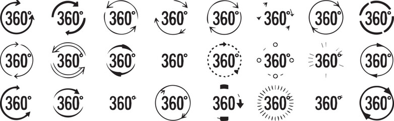 360 rotation icons bundle vector circle spin graphics for interface design flat lineal premium modern ai eps jpeg png
