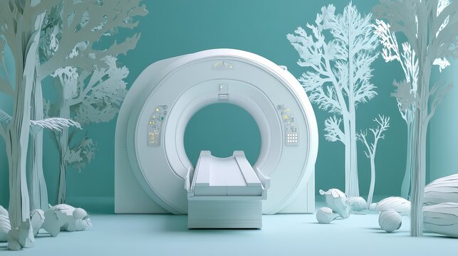 medical paper cutout style rotating ct scanner
