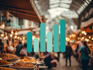 Vibrant Market Scene with Graph Overlay Representing Growth Potential