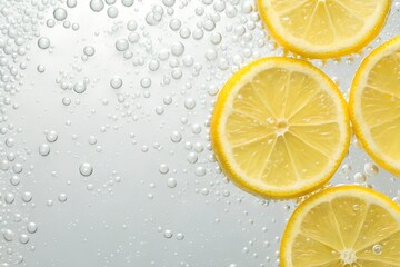 Yellow Lemon Slices in Sparkling Water