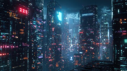 Obraz premium futuristic data flow from cyberpunk property search results