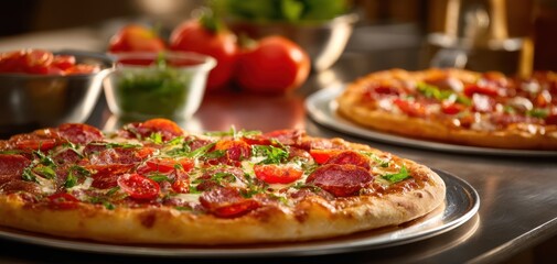 The delectable pepperoni pizza with fresh ingredients and vibrant toppings.