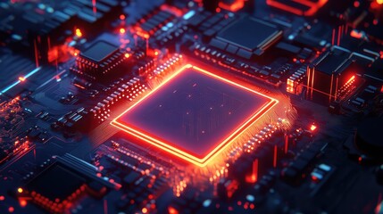 Obraz premium graphics neon style processor socket shift