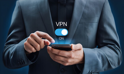 Stay secure online with VPN enabled on mobile device in a business setting