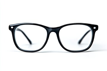 Fototapeta premium Black eyeglasses, rectangular frame, clear lenses, studio shot