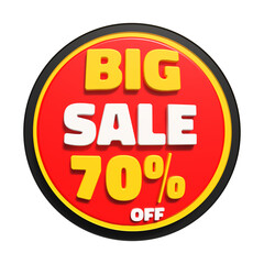 A Big Sale announcement with a 70% discount on a vibrant red circle. This graphic is perfect for attracting customers and promoting sales