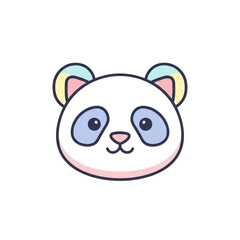 Fototapeta premium 3d icon of cute cartoon panda face with pastel colored ears isolated on white isolated on transparent background