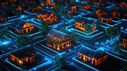 Fototapeta premium security illuminating impact on residential neighborhood