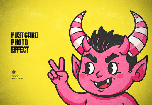 Vintage Postcard Photo Effect Mockup