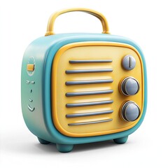 Fototapeta premium Retro portable speaker, teal and yellow